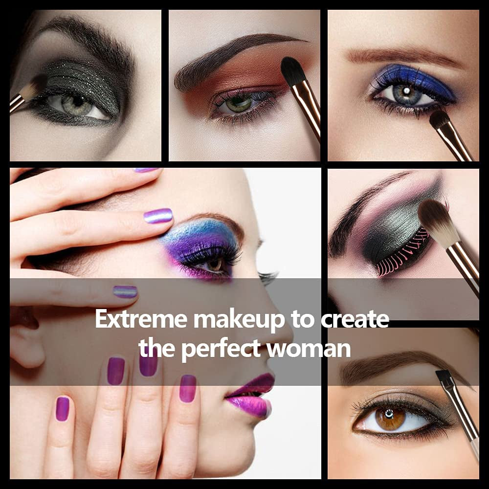 Eye Makeup Brush Set, 6 Pcs Professional Blending Eyeshadow Makeup Brushes for Concealer Eyebrows Eyeliner, Soft Hairs & Wood Handle