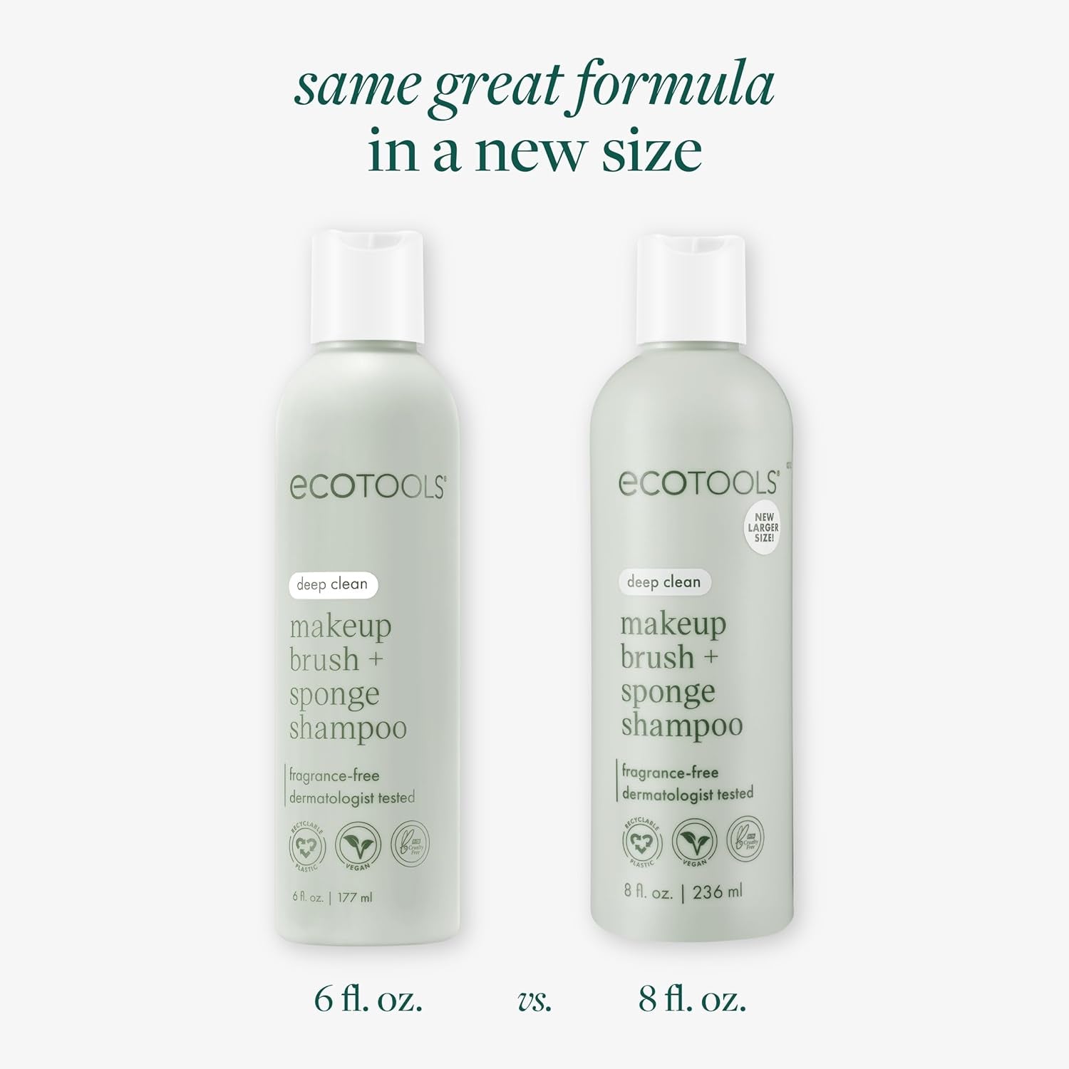 Cleanser Shampoo for Makeup Brush/Sponge/Puffs, Remove Makeup & Impurities, Fragrance-Free, No Harsh Chemicals, Vegan & Cruelty-Free, 6 Fl.Oz./177 Ml, 1 Count