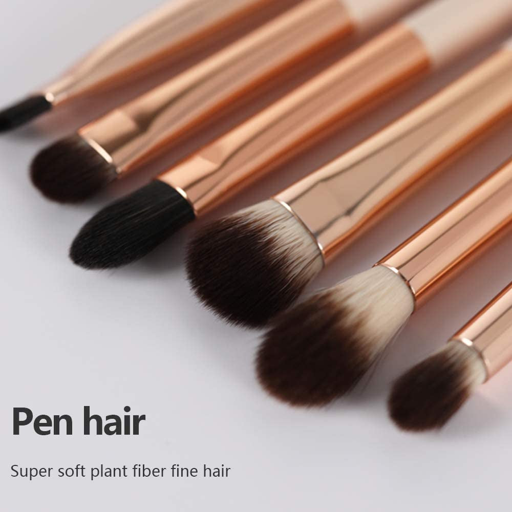 Eye Makeup Brush Set, 6 Pcs Professional Blending Eyeshadow Makeup Brushes for Concealer Eyebrows Eyeliner, Soft Hairs & Wood Handle